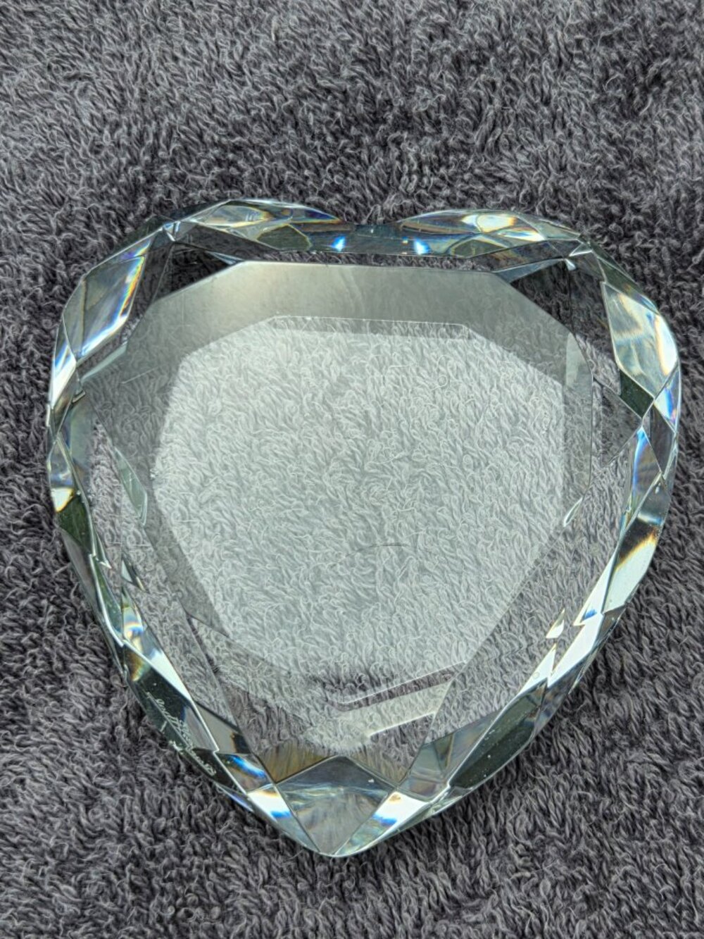Rosenthal Lead Crystal Faceted Heart Shape 3 Inch Signed Paperweight Love